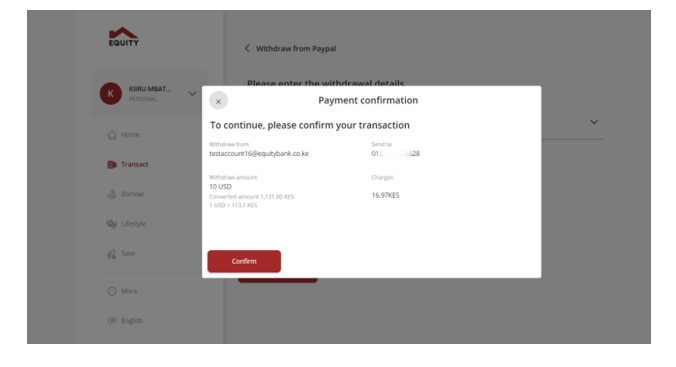how to withdraw money from paypal to equity bank 2